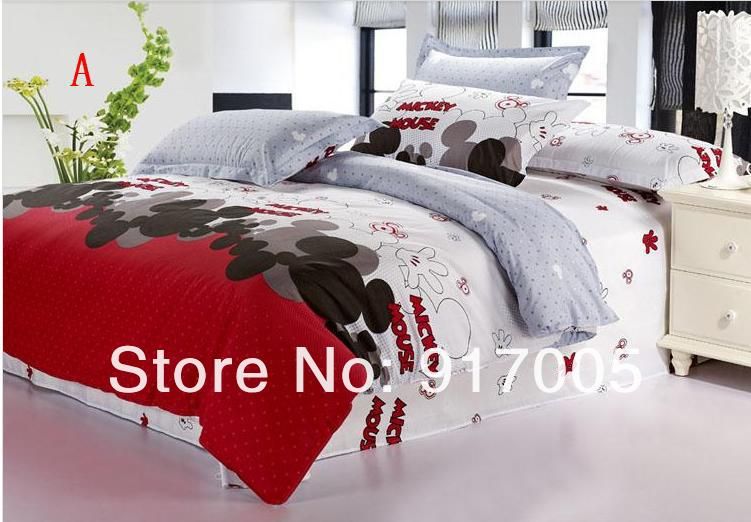 100 Cotton Minnie Mouse Mickey Mouse Queen Comforter Bedding Set