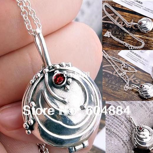 

New Fashion 1Pcs Silver The Vampire Diaries Vervain Style Locket Pendant Necklace Free Shipping