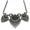 Mode halsband hänger sig underbara vintage silverkedjor kristall blomma halsband choker chunky uttalande smycken