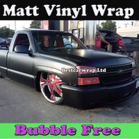 Black Matte Vinyl Car Película de envoltura con burbuja de aire Free Matt Black Film Pegatinas de carro Tamaño: 1.52 * 30m Roll 5x98ft