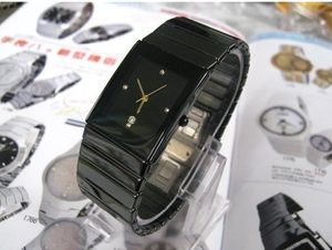 Free shipping top Sale black ceramic watches quartz movement with auto date RA04