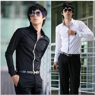 2014 Wholesale Mens Shirts Men Long Sleeve Shirt Slim Korean Mens Wild ...