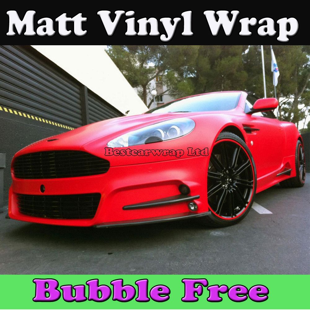

Matte RED Vinyl wrap with air release Matt vinyl red car wrap styling covers size 1.52x30m/Roll 5x98ft