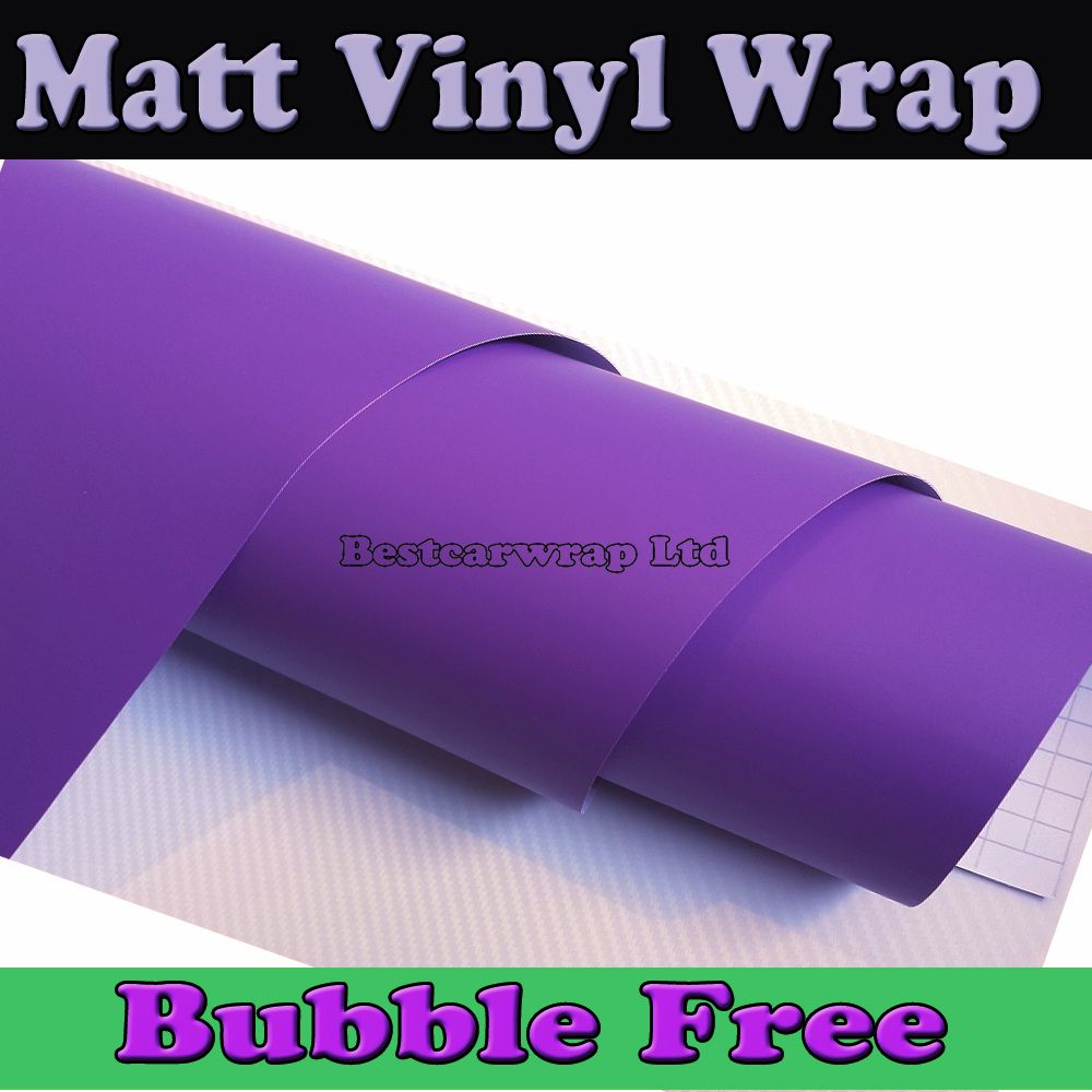 Premium Matte Puprle Winyl Wrap Bubble Matt Purple Film do naklejek samochodowych Foile Sheets Rozmiar 1 52 30 m Roll 5x98ft262q