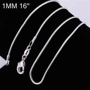 High quality New 1MM 16-24inches 925 sterling silver snake chain necklace fashion jewelry free shipping 1014