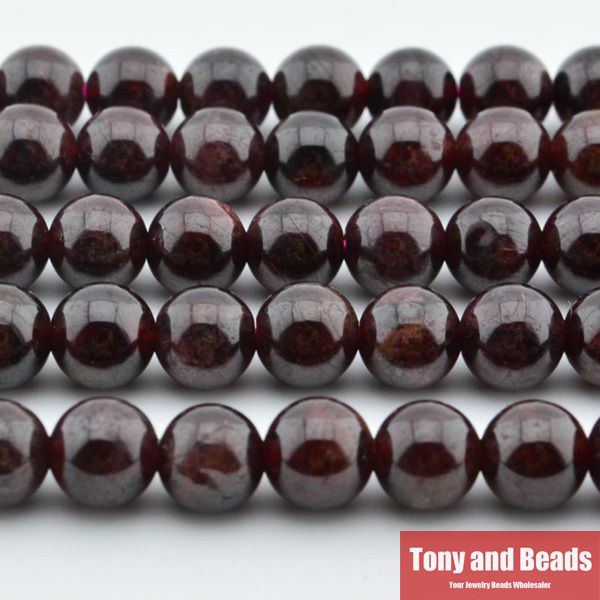 Free Shipping new Natural Stone Dark Red Garnet Round Loose Beads 16" Strand 4 6 8 10 12 MM Size For Jewelry Making No.SAB15 DIY