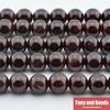 Free Shipping new Natural Stone Dark Red Garnet Round Loose Beads 16" Strand 4 6 8 10 12 MM Size For Jewelry Making No.SAB15 DIY