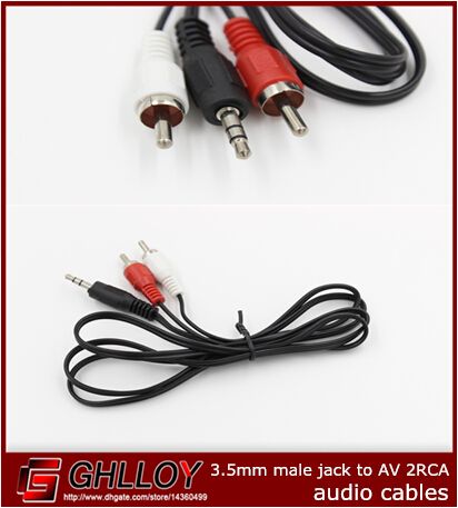 1.2M 3.5mm mâle Jack vers AV 2 RCA câble Audio stéréo pour MP3 DVD lecteur de musique 200 pcs/lot