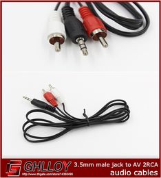 1.2M 3.5mm Male Jack to AV 2 RCA Stereo Audio Cable For MP3 DVD Music Player 200pcs/lot