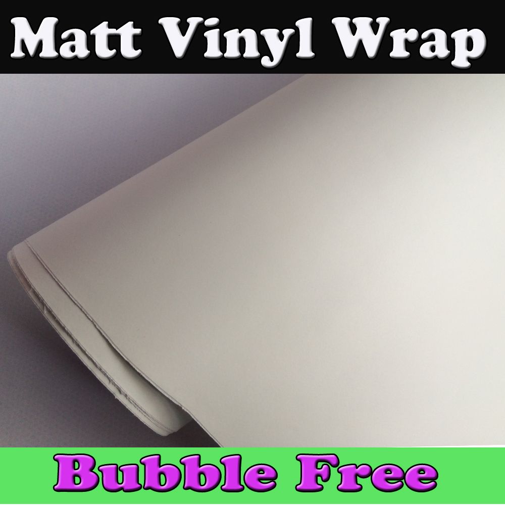 White Mat Vinyl Wrap avec bulle d'air Free Matt White Film Enroulement Enroulement Vinyl Draps Décalques comme 3M Qualité 1.52x30m / Roll Livraison gratuite