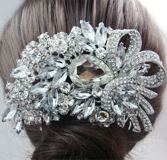 2019 Wholesale Bridal Hair Accessories Flower Bouquet Clear Rhinestone