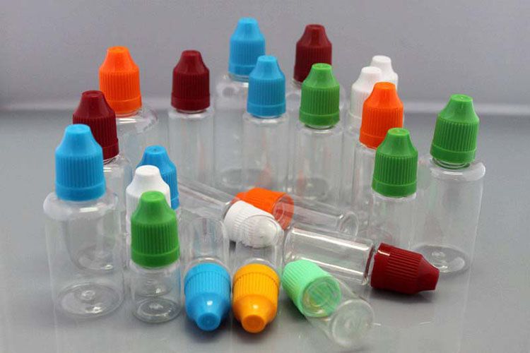 Kindersicherungskappen Leere Flasche PET-Nadelflasche 5ml 10ml 15ml 20ml 30ml transparente Kunststoff-Tropfflaschen LDPE E Cig E-Flüssigkeitsbehälter