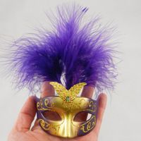 Mooie Mini Feather Mask Venetiaanse Maskerade Party Gift Halloween Decoratie Bruiloft Gunst Nieuwigheid Gratis Verzending Mix Kleur