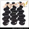 El cabello brasileño barato teje extensiones de cabello humano color natural 3PC / lot Body Wave doble trama VirginHair Bellahair