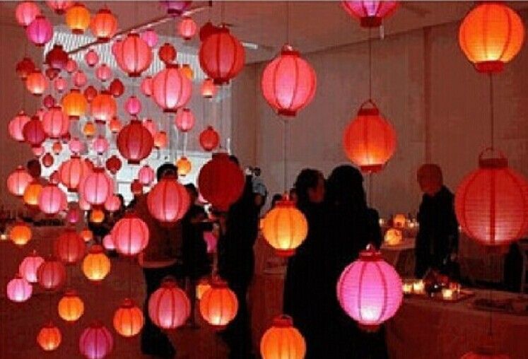 1230cm Chinese Paper Lanterns With LED Lights Multi Color Christmas Ornaments Lantern For