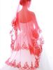 Wedding Accessories Sex Fashion Lace Flower Edge Bridal Veils Handmade Red Long Veil Matching Wedding Dress