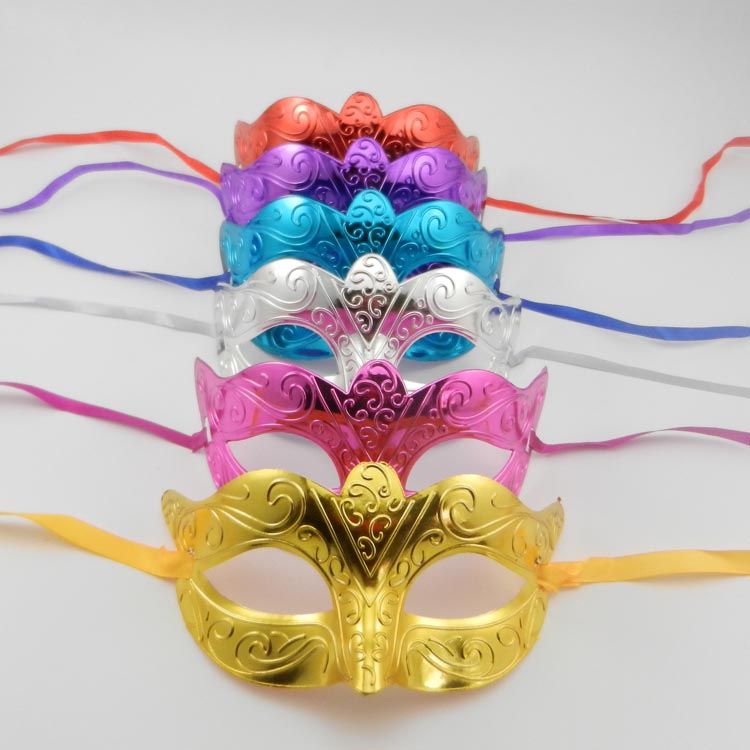 Guldpläteringsfestmaskar söt barnmask venetian masquerade ögonmask karneval dans kostym cosplay mardi gras mask mix färg