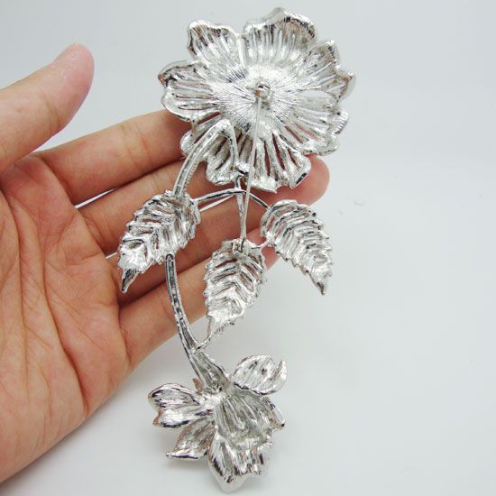 Hela - 5 98 Luxury Bride 3 Leaf Flower Bouquet Clear Rhinestone Crystal Brosch Pin Beautiful Bridesmaid Jewelry267U