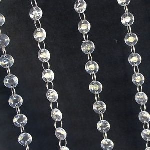 5m/mycket billig bröllopsdekoration klar akryl rund pärlstrand gardin kristall fasetterad diamant pärlstav girland för ljuskronor hemfest