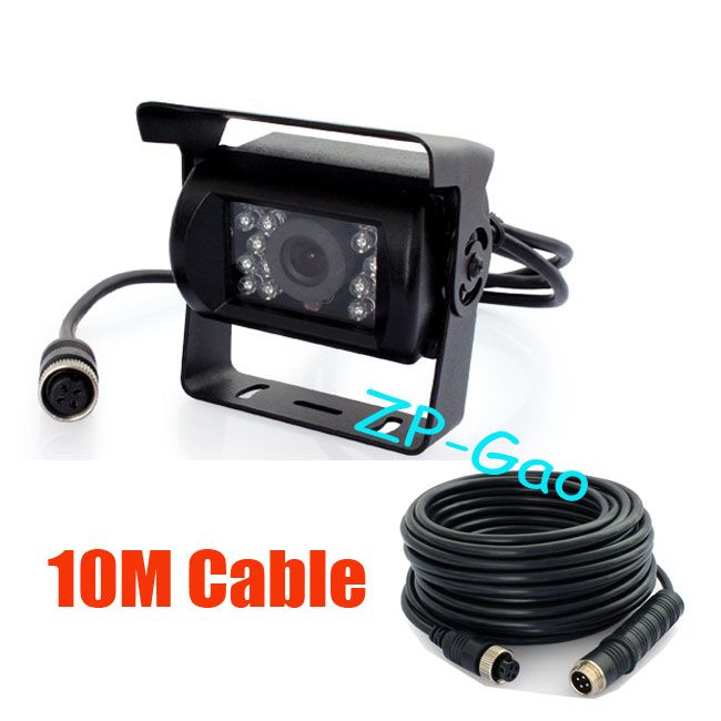 4 Pin 12V-24V 18 IR CCD Color Car Reverse Reversing Backup Camera Wide View Night Vision Waterproof + 10m 4 Pin cable Free Shipping-image-201903397