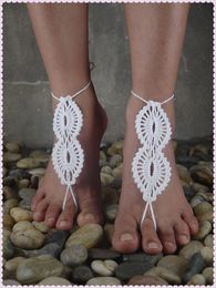 Beach wedding White Crochet wedding Barefoot Sandals, Nude shoes, Foot jewelry, Bridal, Victorian Lace, Sexy, Yoga, Anklet Flip Flops
