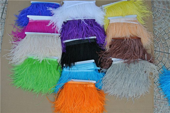 10 yardsBright Yellow pink royal blue Turquoise red purple whiteh black ostrich feather trimming fringe feather fringe