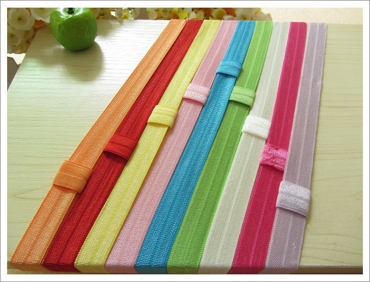 Fold Over Elastic Spandex Stretch Satin Band Glossy Hair Ties