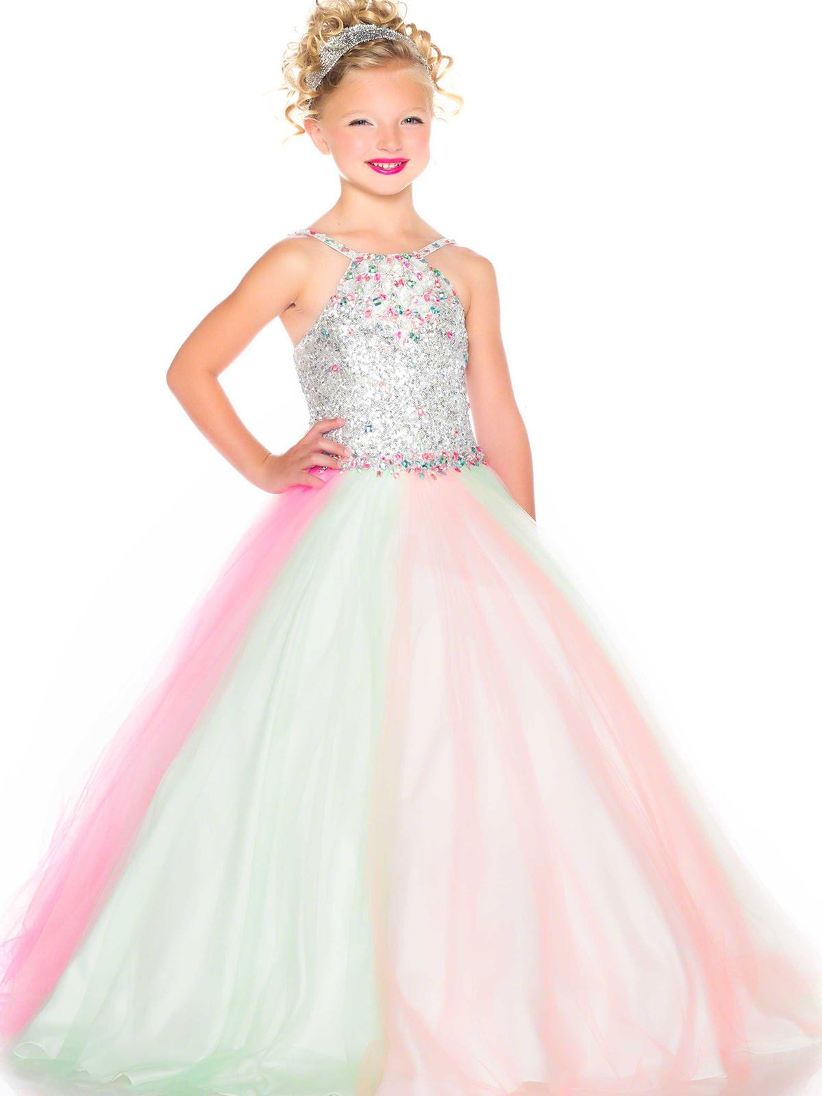 rainbow pageant dress