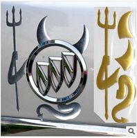 50 sztuk / partia Złoty Srebrny Samochód 3D Chrome Devil Naklejka Truck Demon Naklejki Godło Logo Papier Akcesoria samochodowe Darmowa Wysyłka