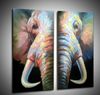 Peint à la main de haute qualité éléphant dessiner des peintures sur toile décoré Animal Art peinture deux images combinées pour la décoration de la maison