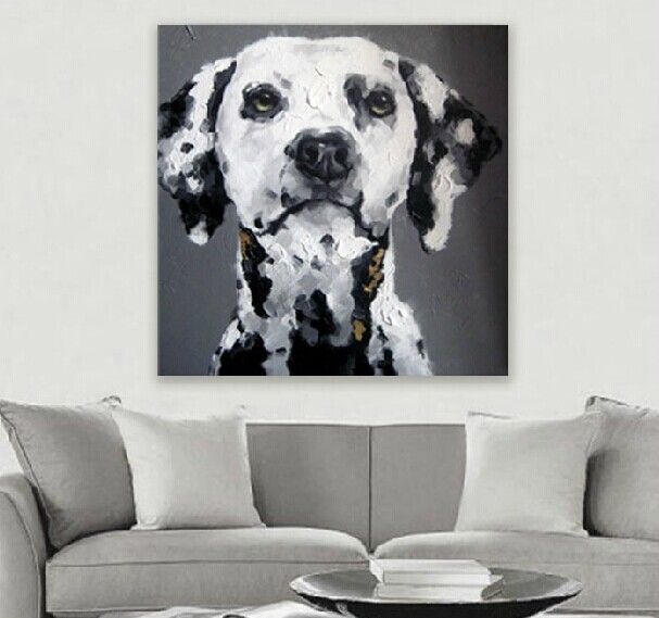 Ręcznie Modern Animal Canvas Malarstwo Piękny Pies Obraz Sztuka Do Dekoracji Ściennej Domu Brak ramki Square Rozmiar
