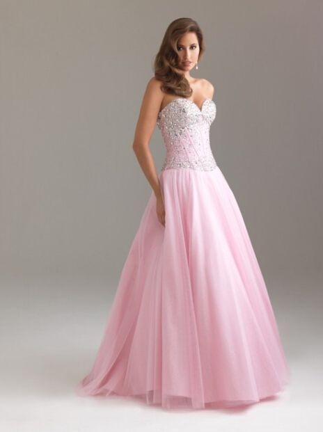 pink and silver prom dress
