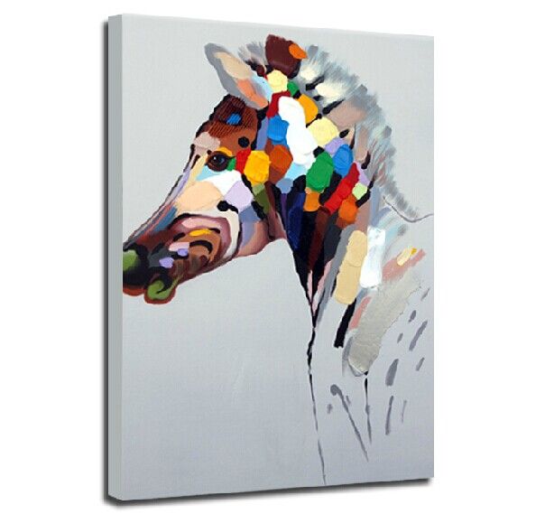 Handgemaakte ingerichte dierlijke canvas schilderij Mooie paard foto kunst voor sofa muur of tv wanddecoratie 