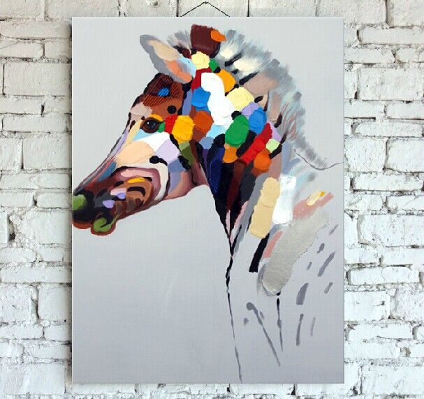 Handmade Decorated Animal Canvas Painting Beautiful Horse Picture Art for Sofa Wall or TV Wall Decoration 