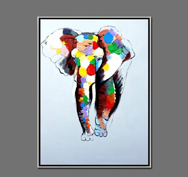 Geweldige handgeschilderd dierlijke olieverf op canvas mooie kleuren olifant foto kunst voor huis wanddecoratie 