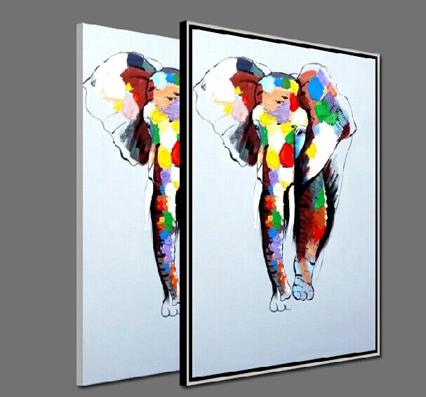 Geweldige handgeschilderd dierlijke olieverf op canvas mooie kleuren olifant foto kunst voor huis wanddecoratie 