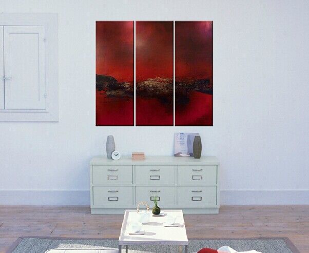 Najwyższa jakość i 100 ręcznie malowane klasyczne ciemnoczerwone abstrakcyjne malarstwo krajobrazowe na płótnie do dekoracji BUSINESS HOMEBUSINESS 7470519