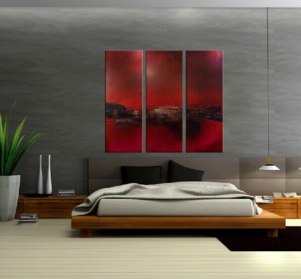 Top qualité et 100 peint à la main classique rouge foncé paysage abstrait peinture sur toile pour la décoration HomeBusiness 2376265