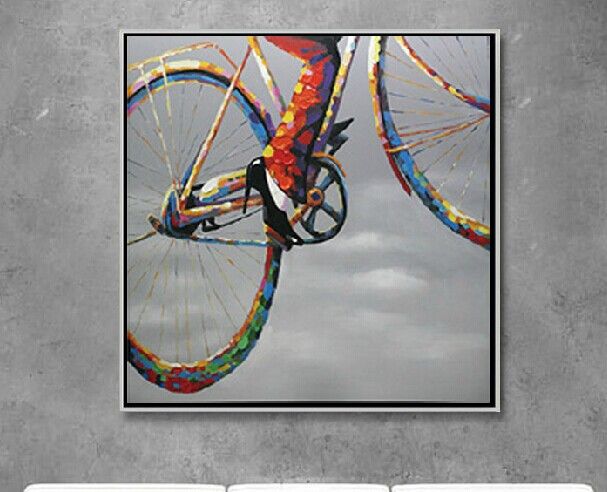 Peinture à la main sur toile pour la décoration de la maison dans le salon ou la chambre à coucher Bicycle Picture Art No Frame