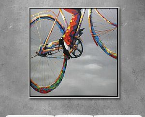 Pittura murale fatta a mano su tela per la decorazione domestica in soggiorno o camera da letto 1PC Bicycle Picture Art No Frame