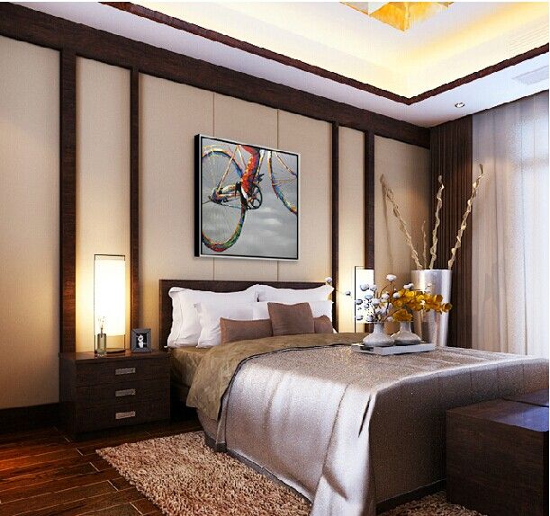 リビングルームまたは寝室の家の装飾のためのキャンバスの手作りの壁画1個の自転車画像アートなしフレーム