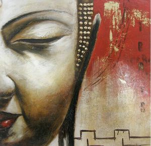 Hand Painted Religion Oil Painting on Canvas Modern Decorated Buddha Art Paints for Home Wall Decoration 1PC