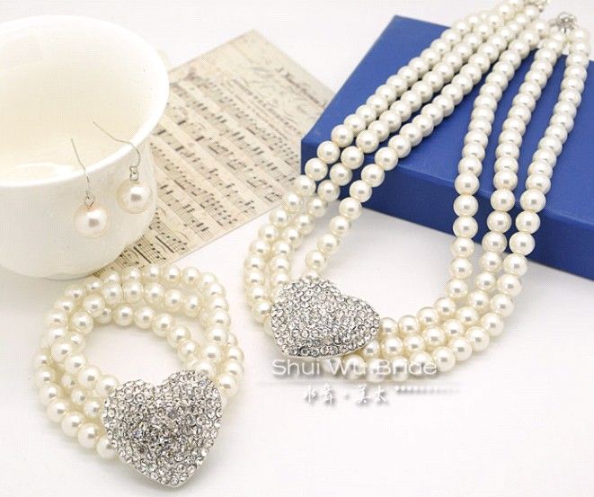 Brud smycken elegant pärla halsband örhänge set snygga smycken shuoshuo6588 direkt distribuera från fabriken