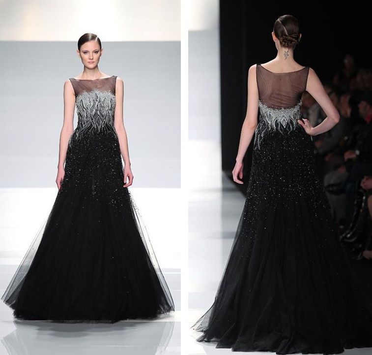 black silver evening gowns