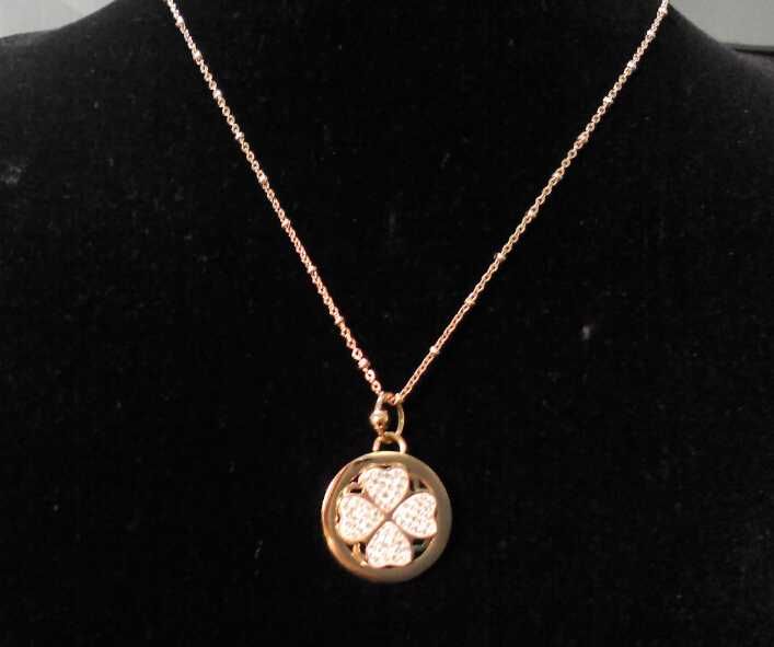 

Ladies Super Elegency Rose Gold Palted Four Leafs Clovers Full Crystals Lucky Flower Chain Necklace,Top Female Gift, Silver