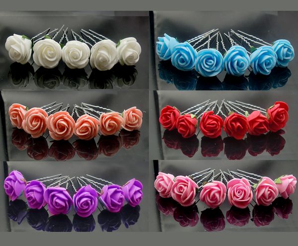 24px Small Foam Rose Flower Hair Pins Wedding Bridal Flowers