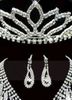 2019 vente charmant mariage demoiselles d'honneur strass collier boucles d'oreilles couronne ensemble de bijoux 4701639