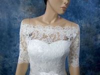 Wholesale Off Shoulder See Through Lace Wedding Wraps Jackets Bridal With Half Sleeve Handmade Appliques Modern Spring