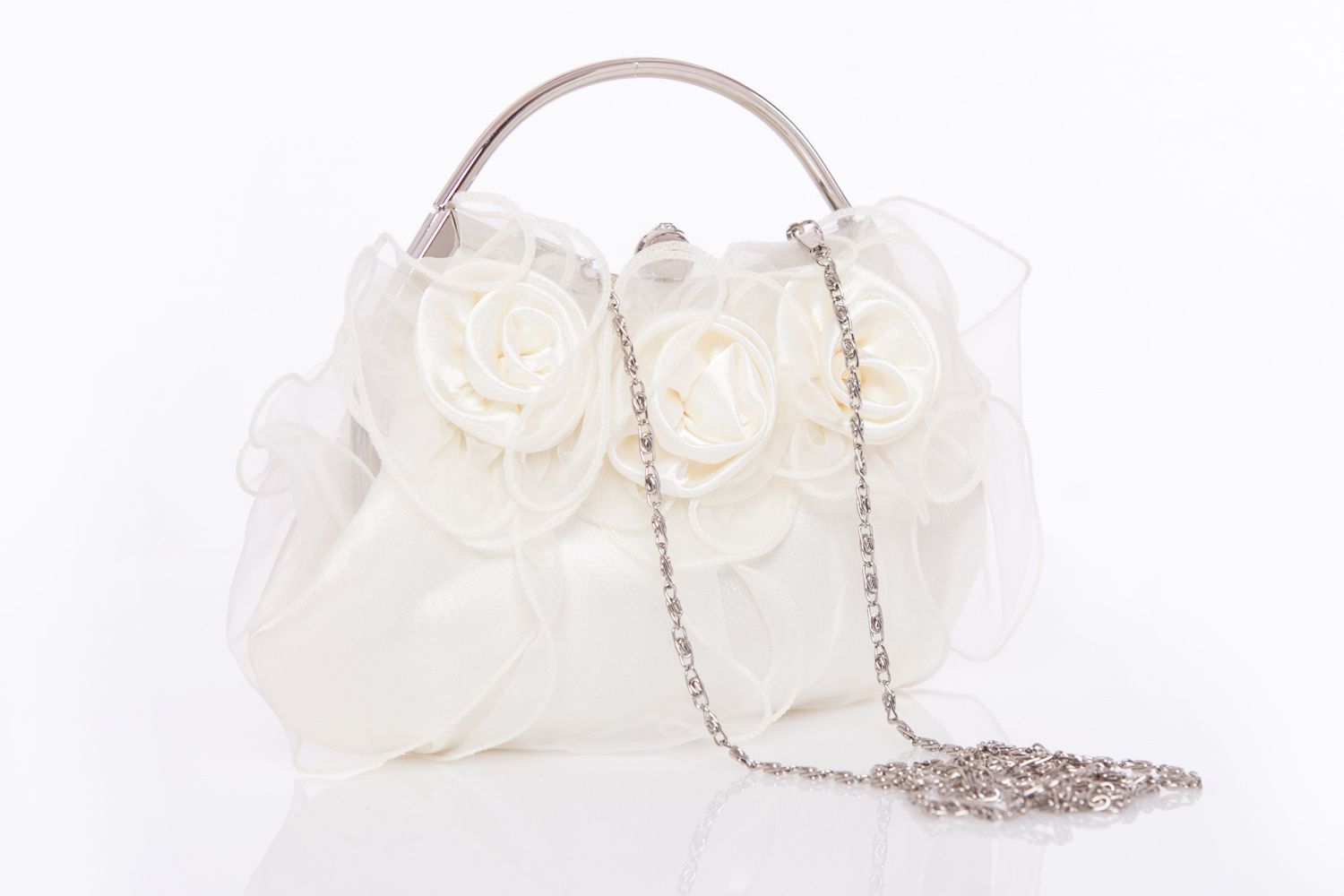 llegada de organza Rosa mano de los bolsos de boda de la