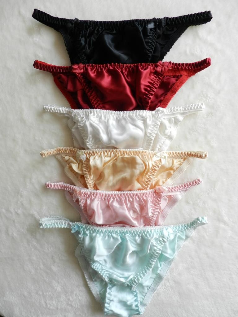 NEW 4 PCS 100% Silk Women's Thong Underwear Bikinis Size:M L XL XXL Solid 